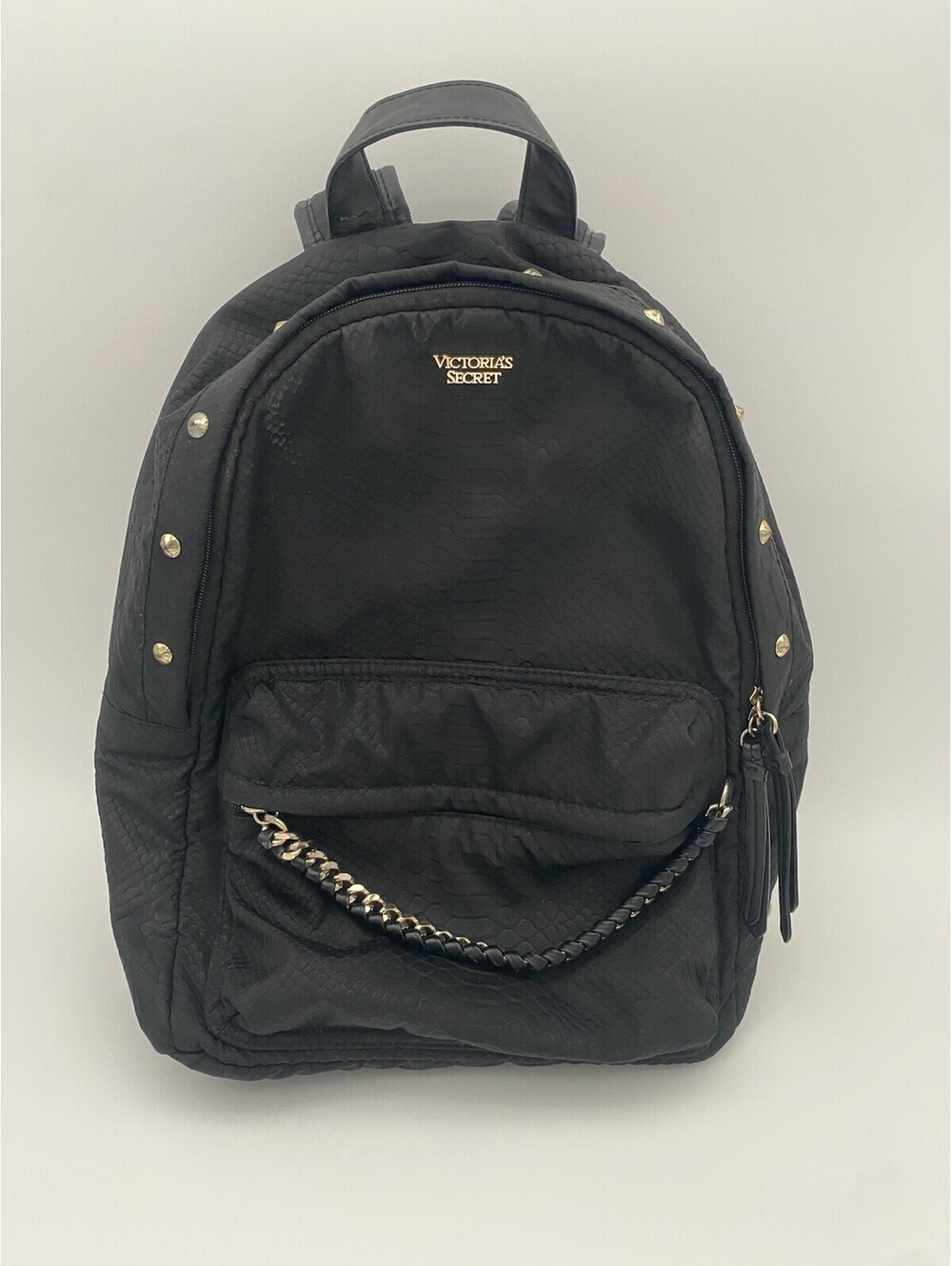 Victoria's Secret Black Python Pattern Backpack - Studs & Chains